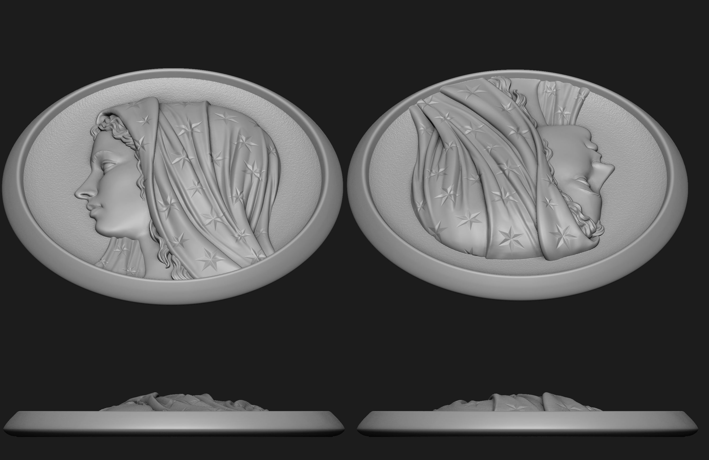 Madonna Medallion 3D print model_3