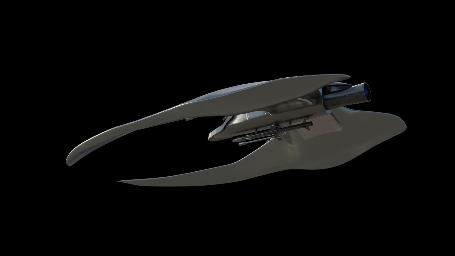 Spaceship 3D model Low poly futuristic aircraft Low-poly 3D model_9