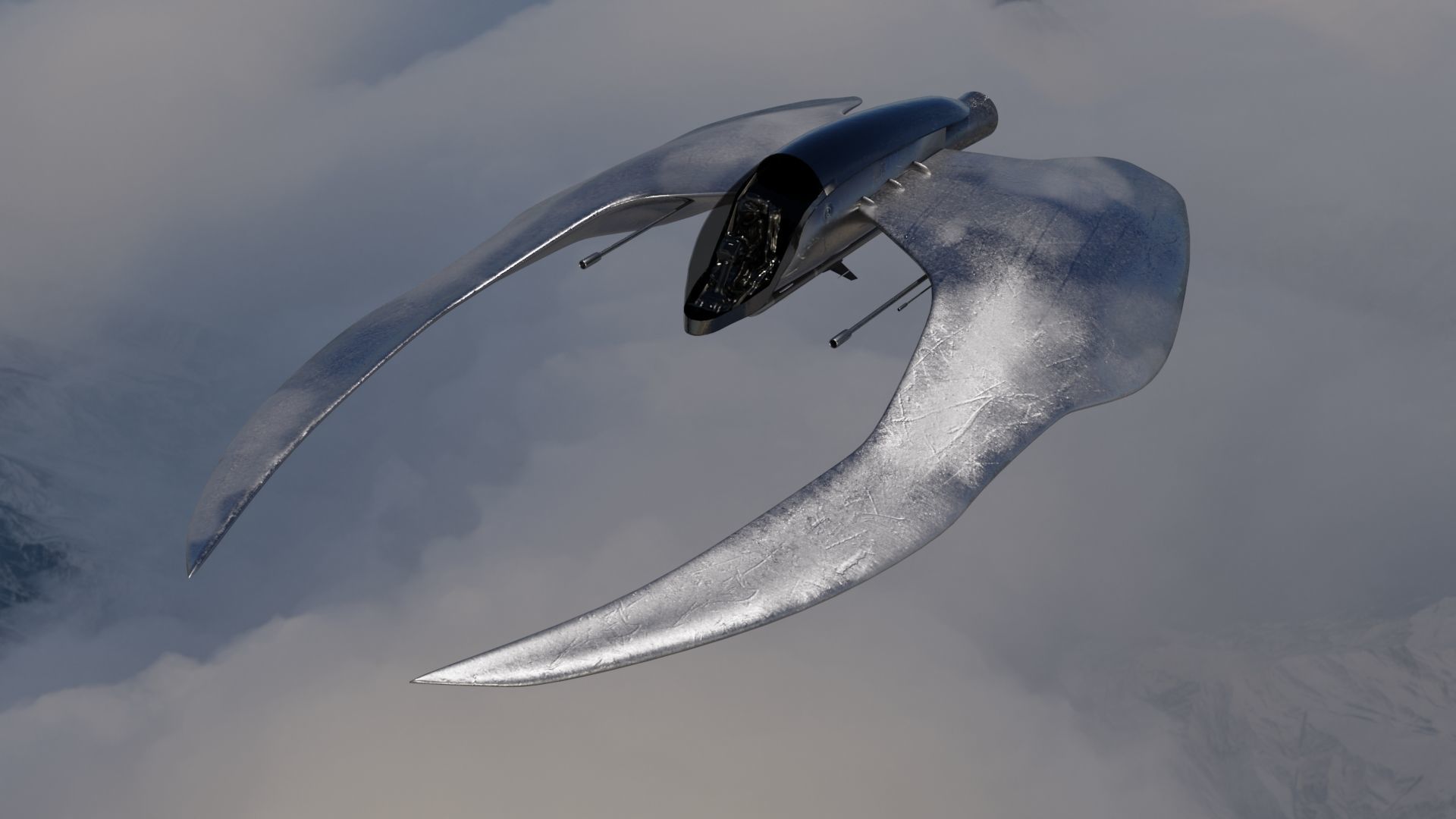 Spaceship 3D model Low poly futuristic aircraft Low-poly 3D model_1