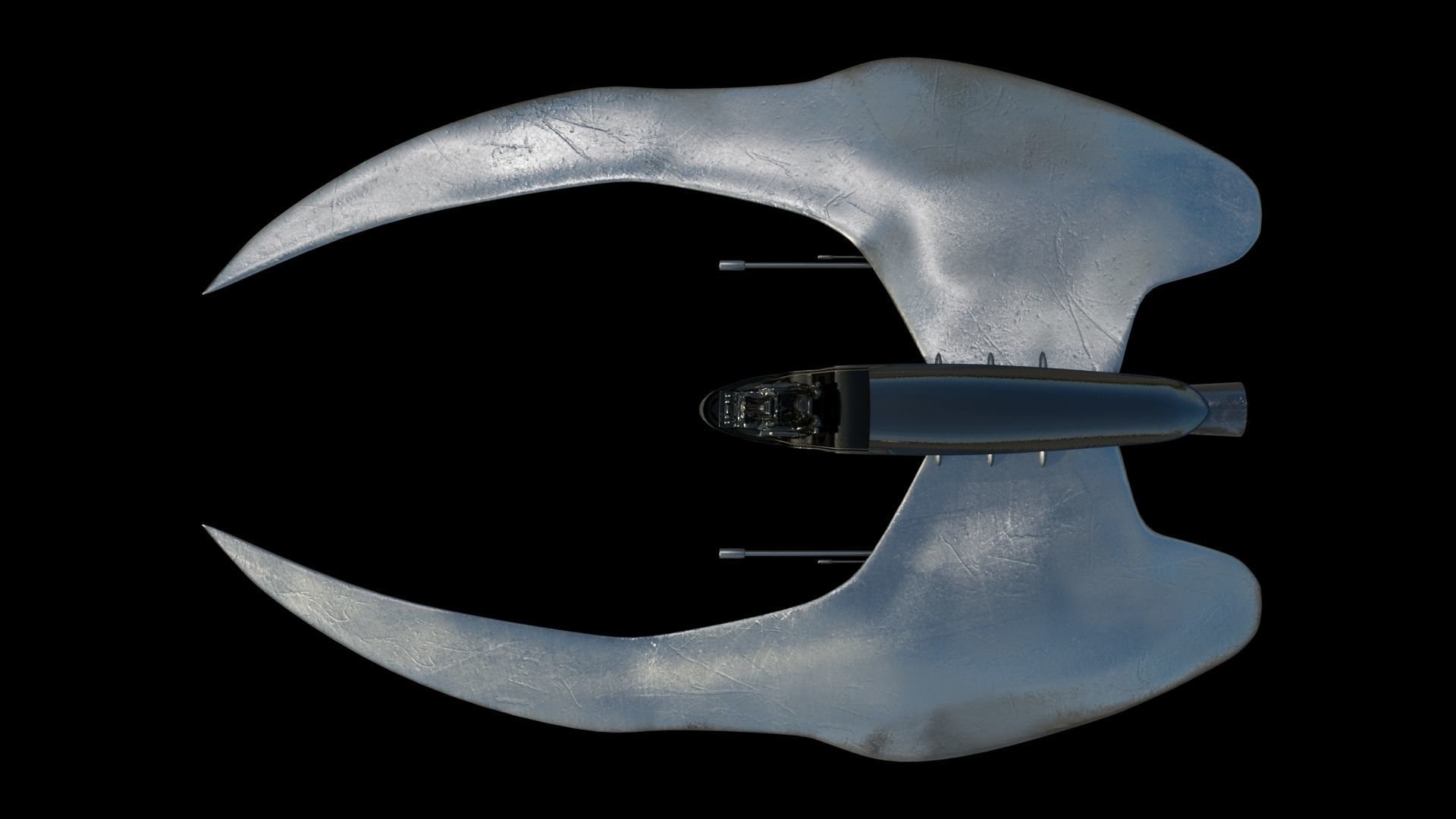 Spaceship 3D model Low poly futuristic aircraft Low-poly 3D model_8