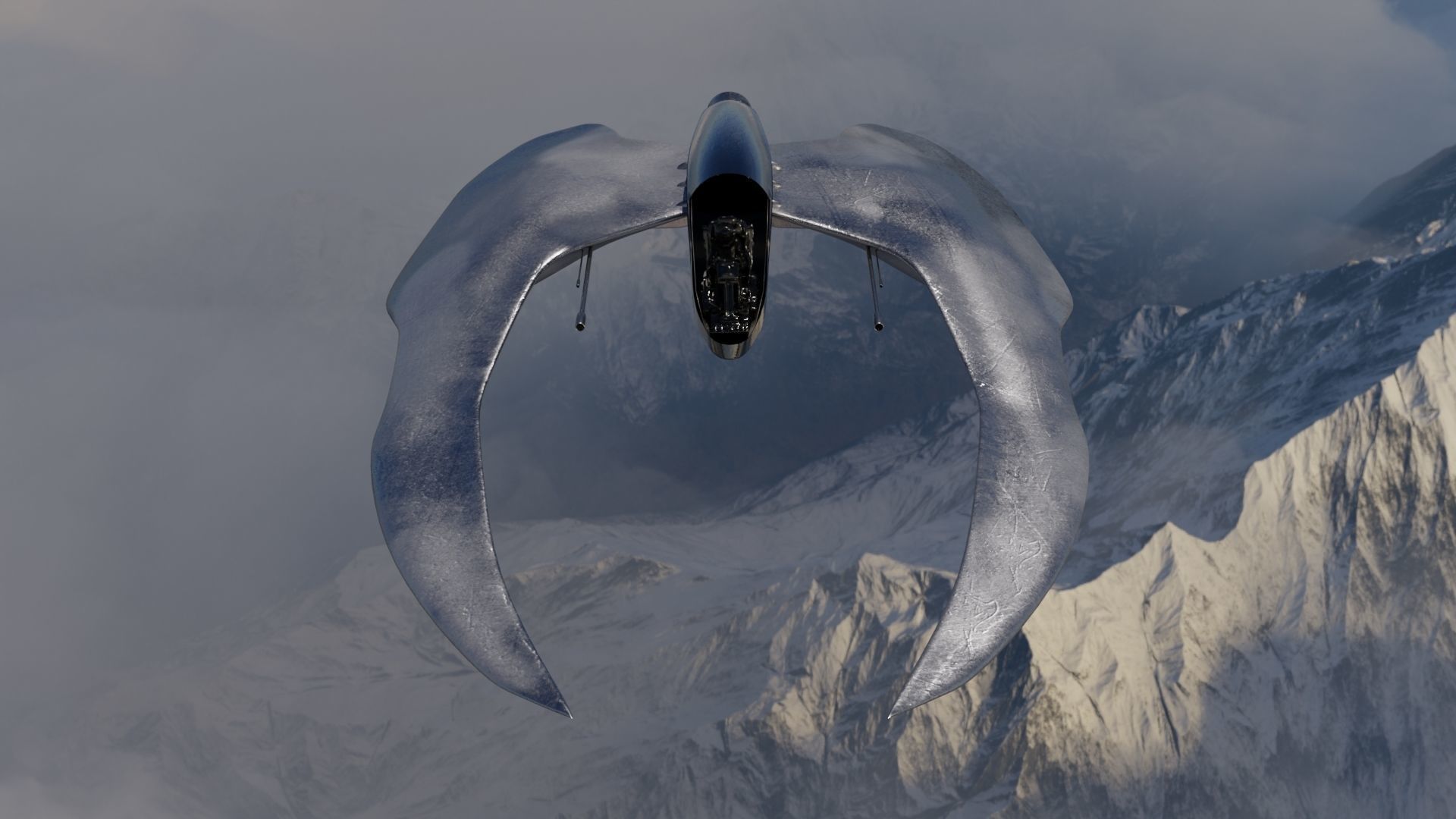 Spaceship 3D model Low poly futuristic aircraft Low-poly 3D model_3