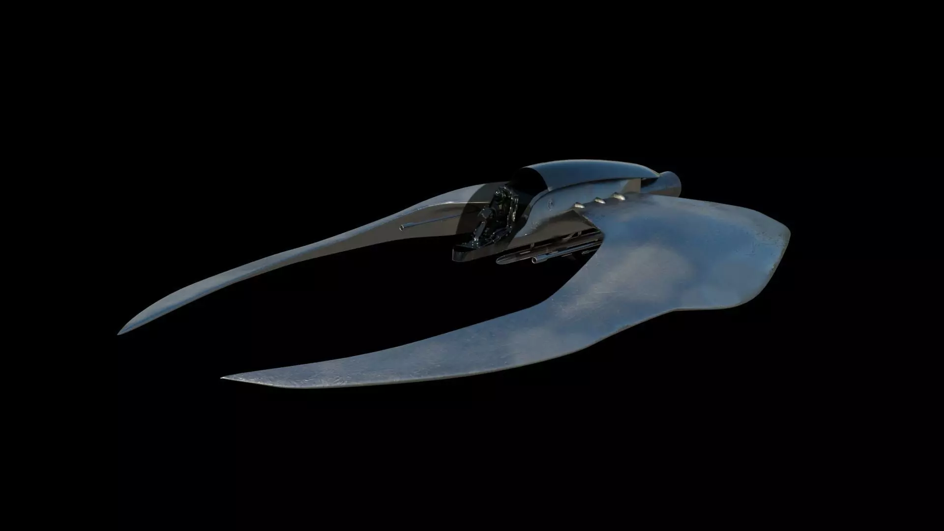 Spaceship 3D model Low poly futuristic aircraft Low-poly 3D model_0