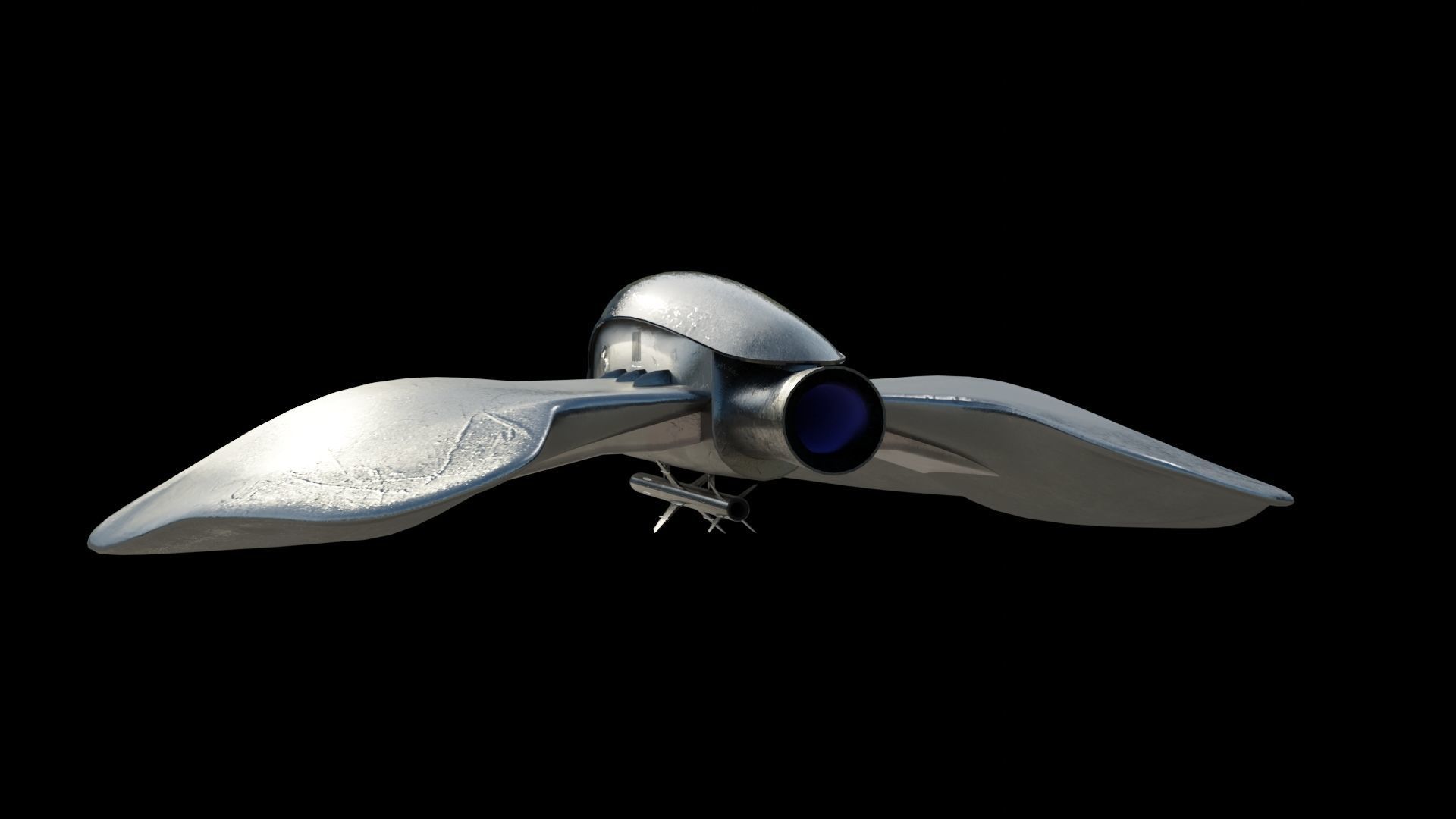 Spaceship 3D model Low poly futuristic aircraft Low-poly 3D model_7