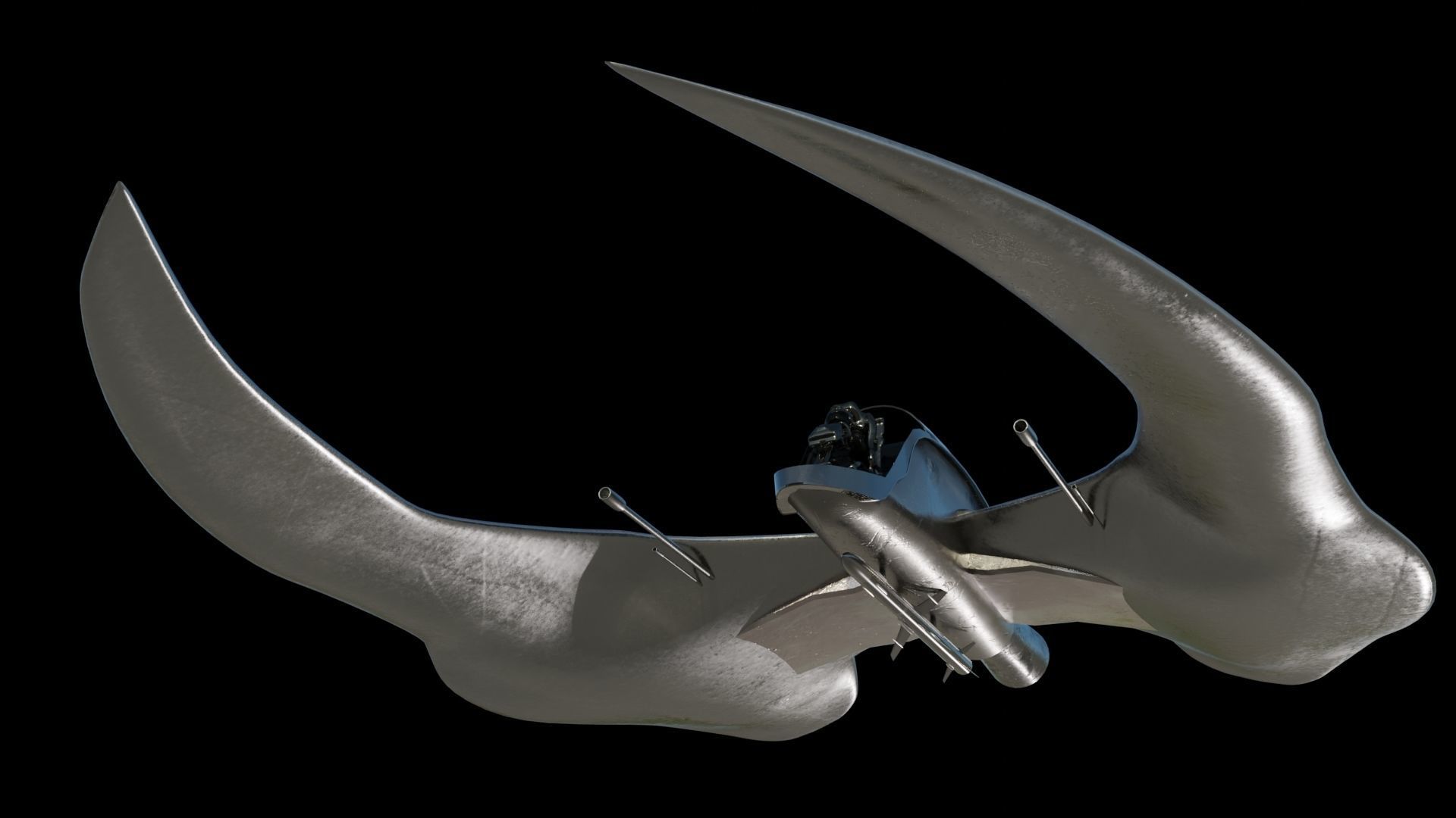 Spaceship 3D model Low poly futuristic aircraft Low-poly 3D model_5