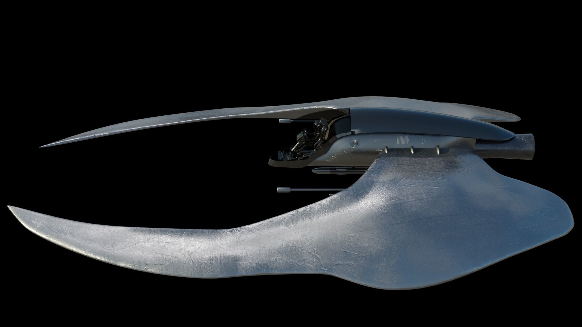 Spaceship 3D model Low poly futuristic aircraft Low-poly 3D model_6