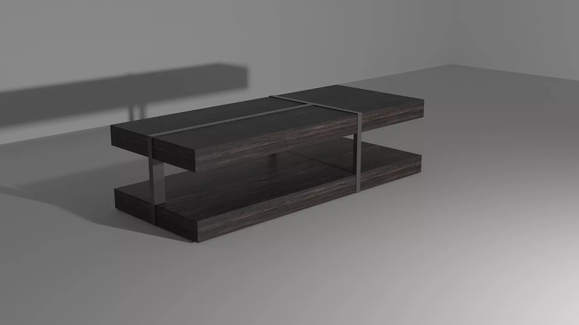 Table coffee with two shelves Low-poly 3D model_0