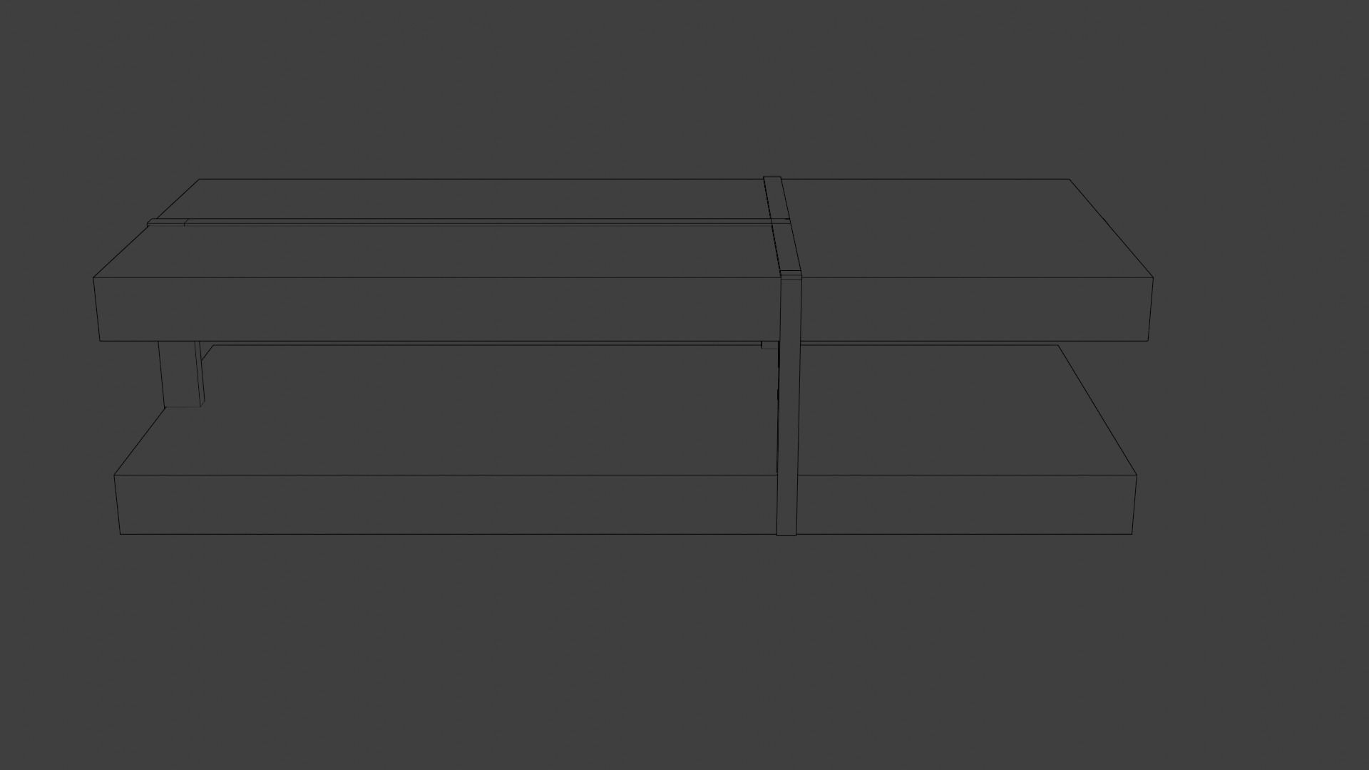 Table coffee with two shelves Low-poly 3D model_4