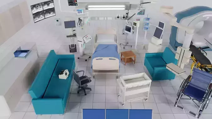 Hospital Ward Bed and Props