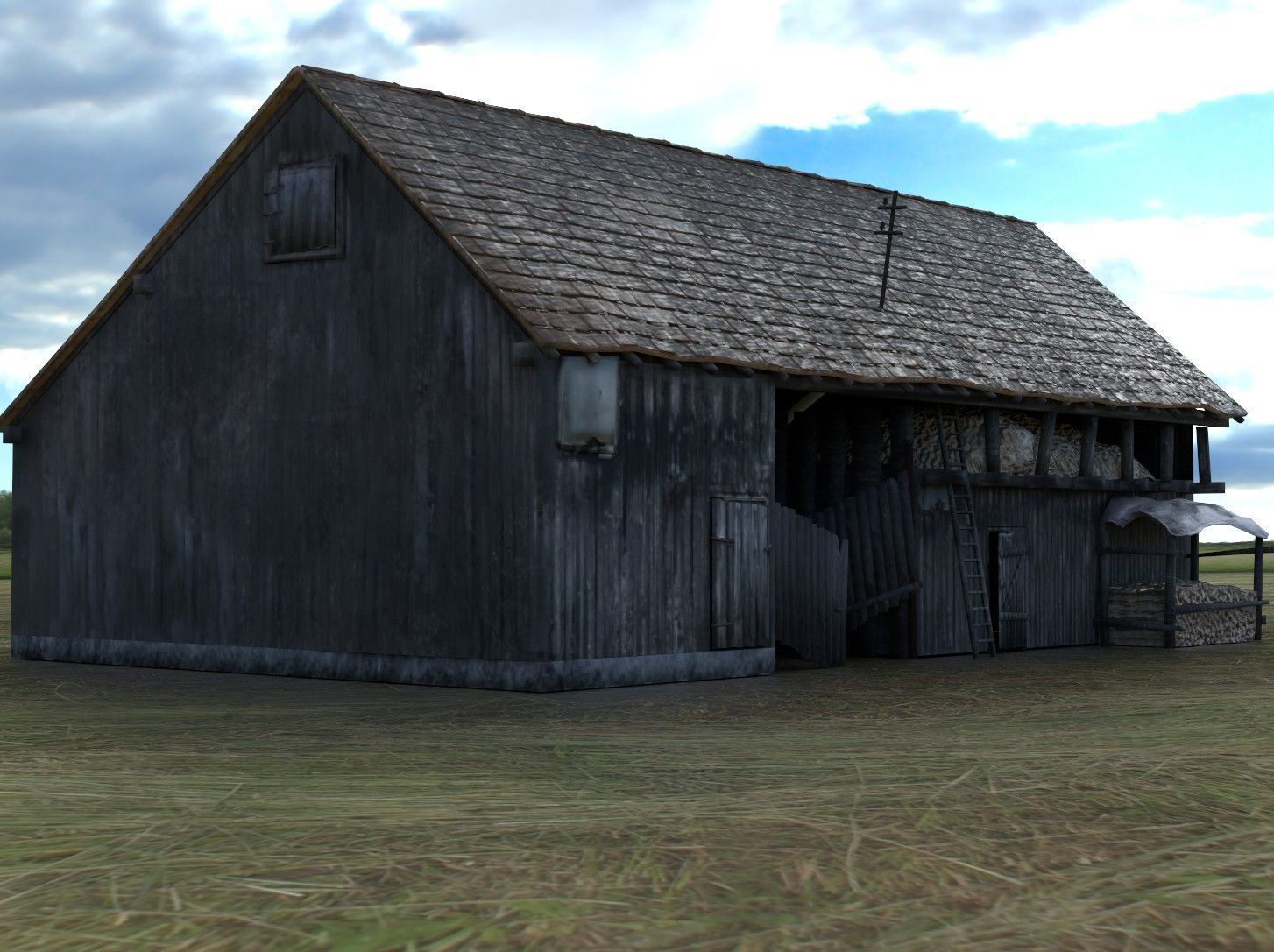 Old Shack 3DS max PBR  Low-poly 3D model_6