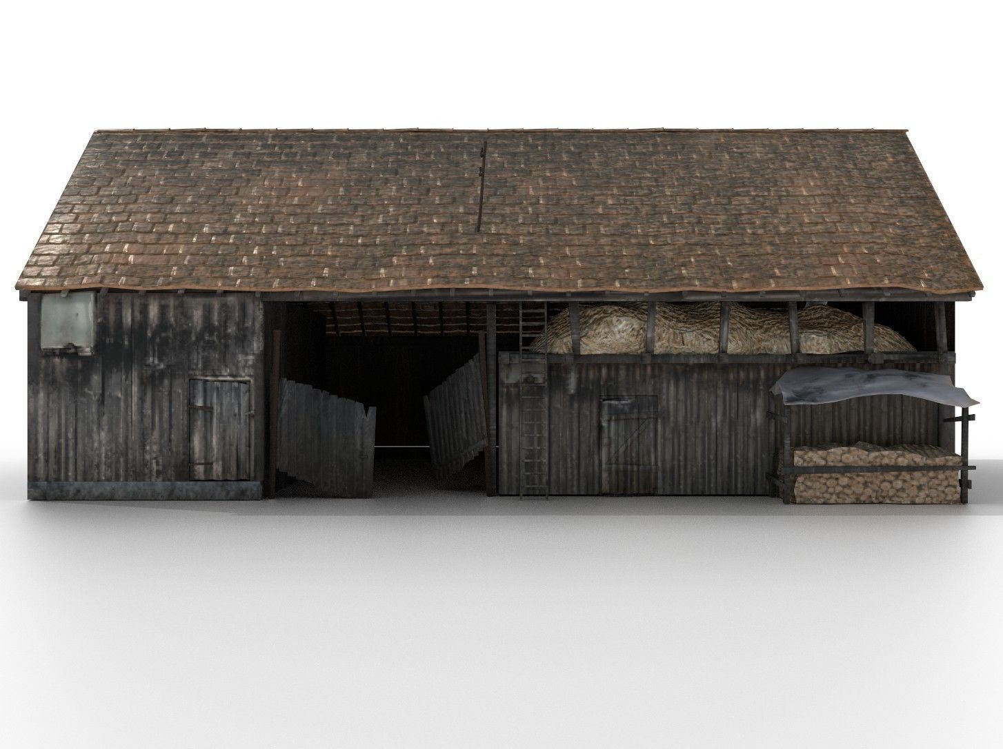 Old Shack 3DS max PBR  Low-poly 3D model_1