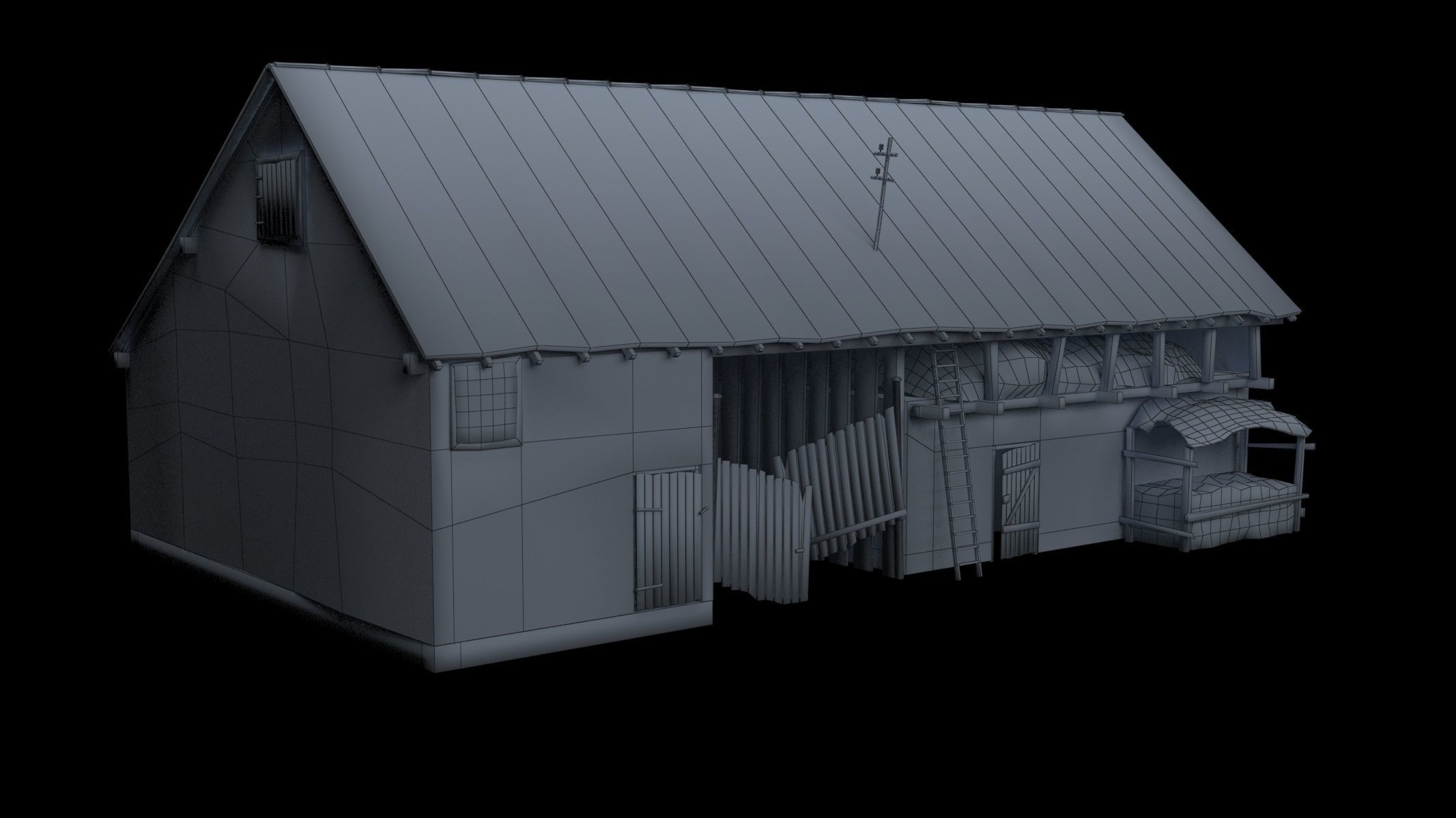 Old Shack 3DS max PBR  Low-poly 3D model_7