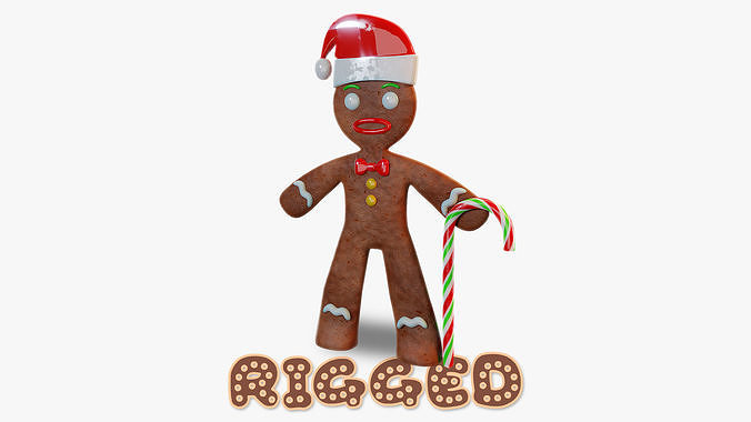Gingerbread Man Rigged Low-poly 3D model