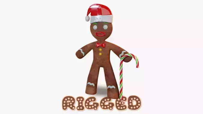 Gingerbread Man Rigged Low-poly 3D model