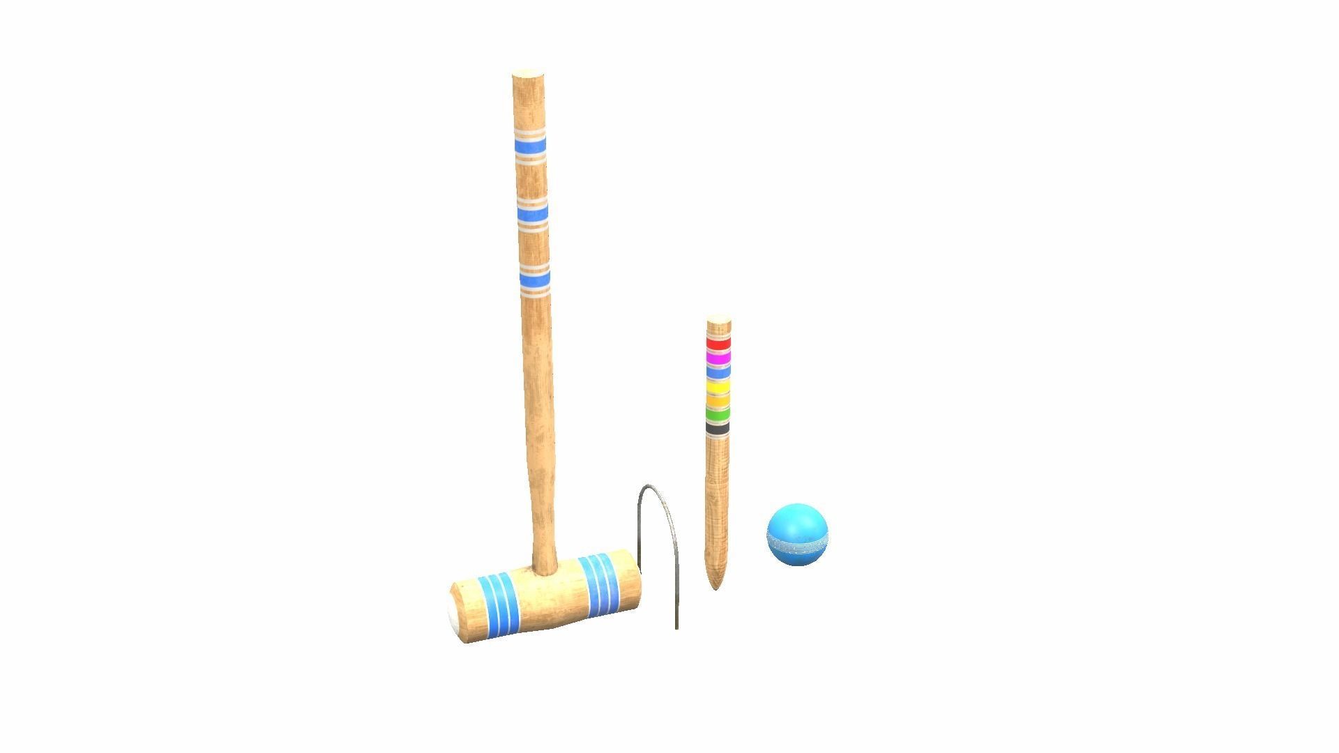 Croquet Set Low-poly 3D model_9