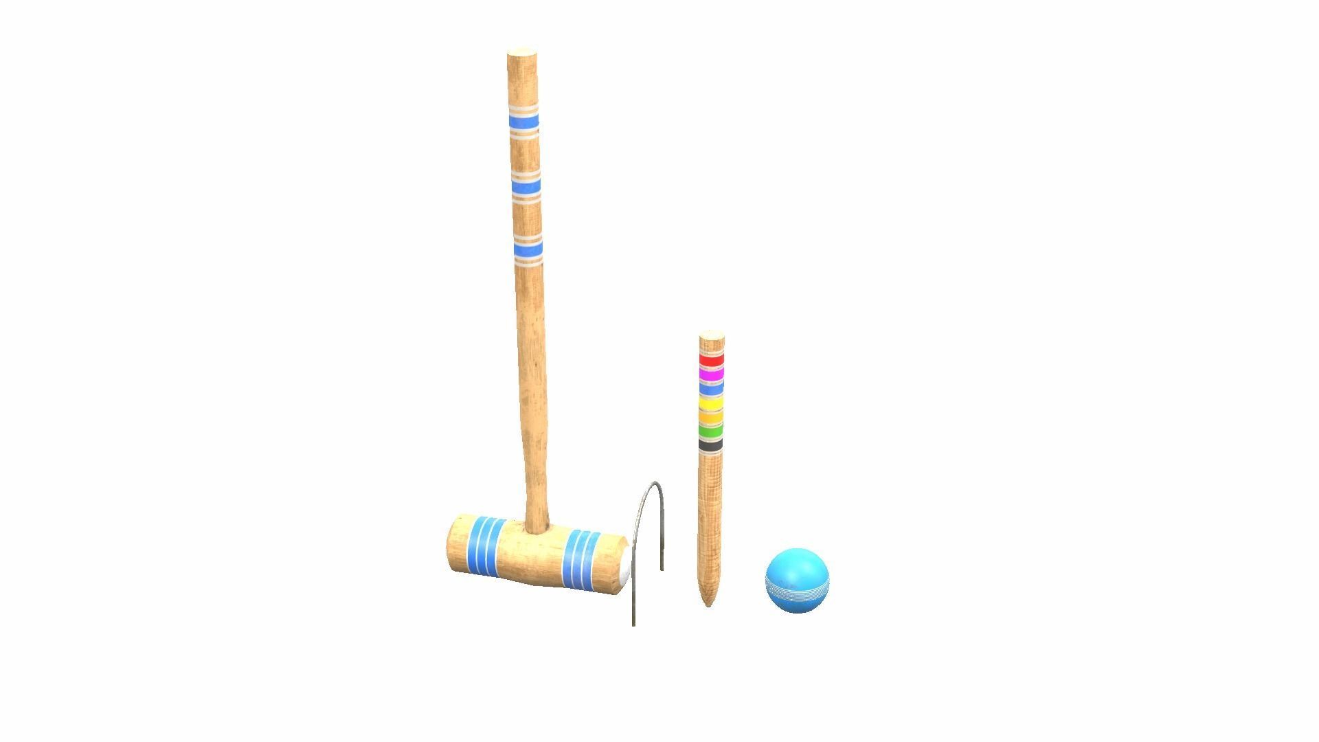 Croquet Set Low-poly 3D model_7