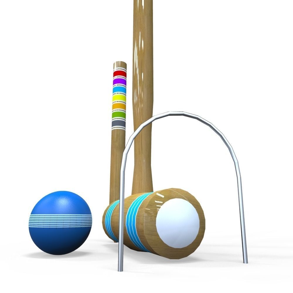 Croquet Set Low-poly 3D model_4