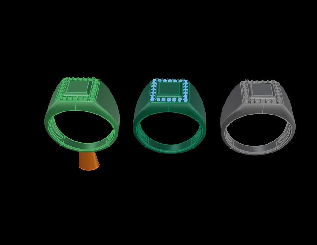 Square Signet Ring Rounded Shank Mix Sizes 3D print model_17