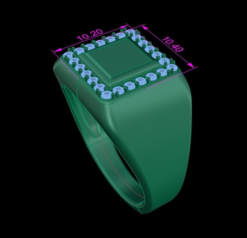 Square Signet Ring Rounded Shank Mix Sizes 3D print model_16