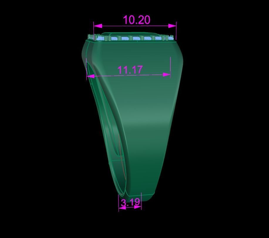 Square Signet Ring Rounded Shank Mix Sizes 3D print model_15