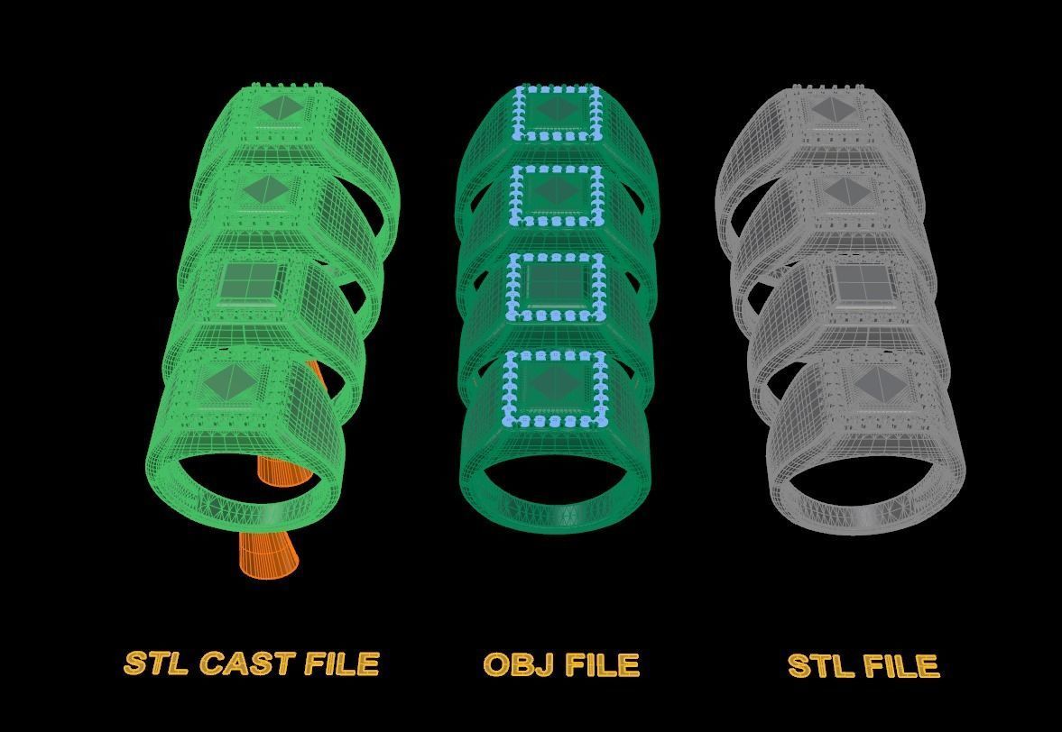 Square Signet Ring Rounded Shank Mix Sizes 3D print model_6