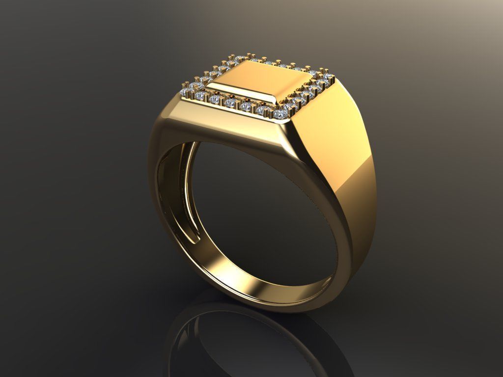 Square Signet Ring Rounded Shank Mix Sizes 3D print model_2