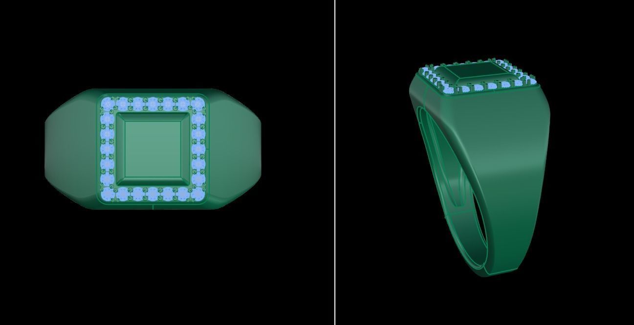 Square Signet Ring Rounded Shank Mix Sizes 3D print model_7