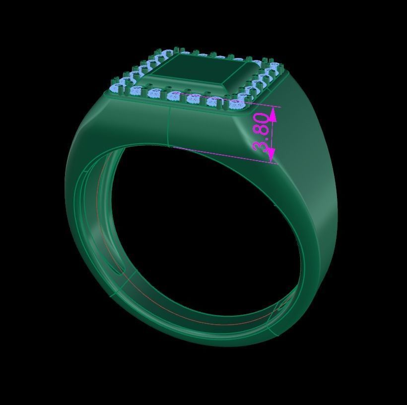 Square Signet Ring Rounded Shank Mix Sizes 3D print model_18