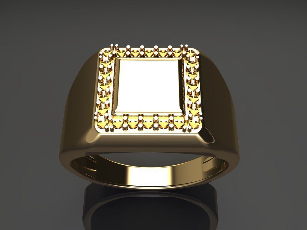 Square Signet Ring Rounded Shank Mix Sizes 3D print model_3