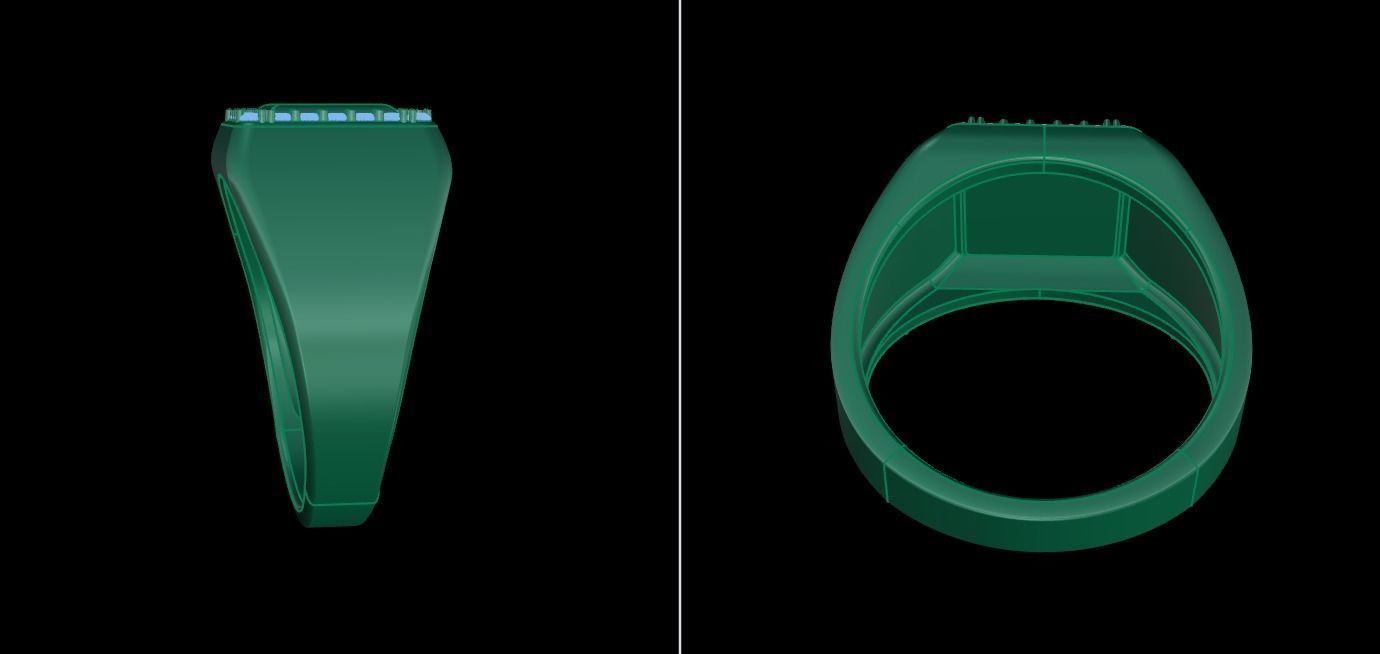 Square Signet Ring Rounded Shank Mix Sizes 3D print model_8