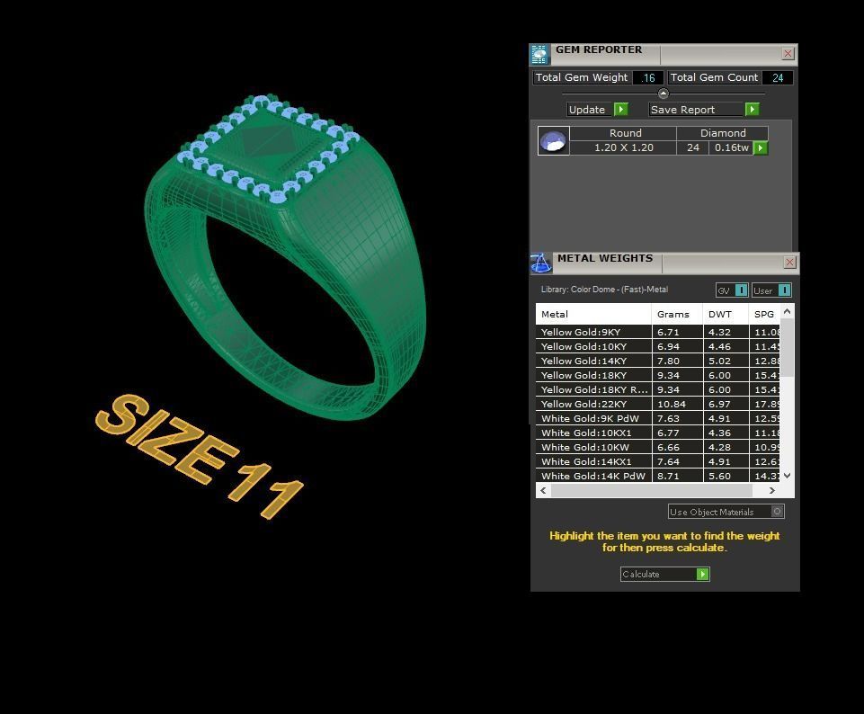 Square Signet Ring Rounded Shank Mix Sizes 3D print model_13