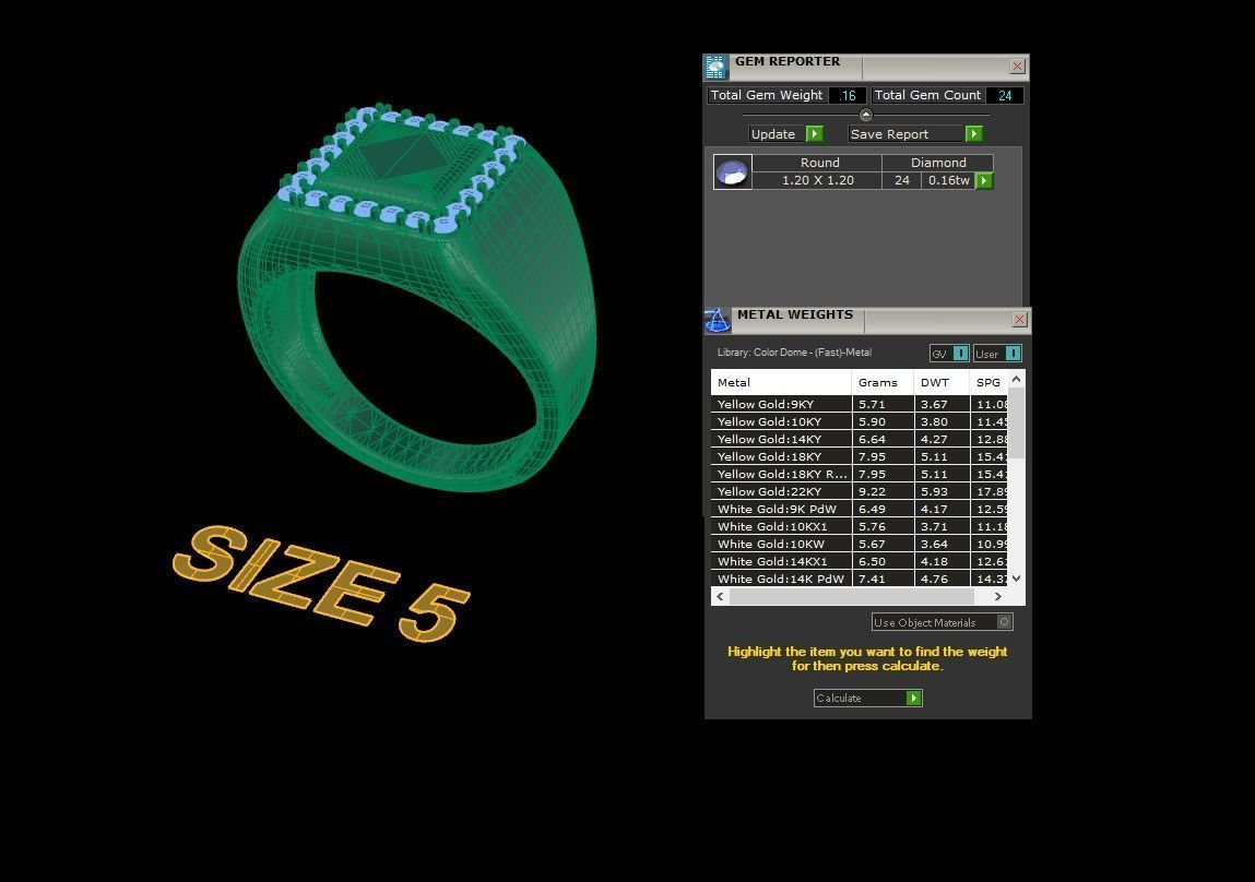 Square Signet Ring Rounded Shank Mix Sizes 3D print model_9