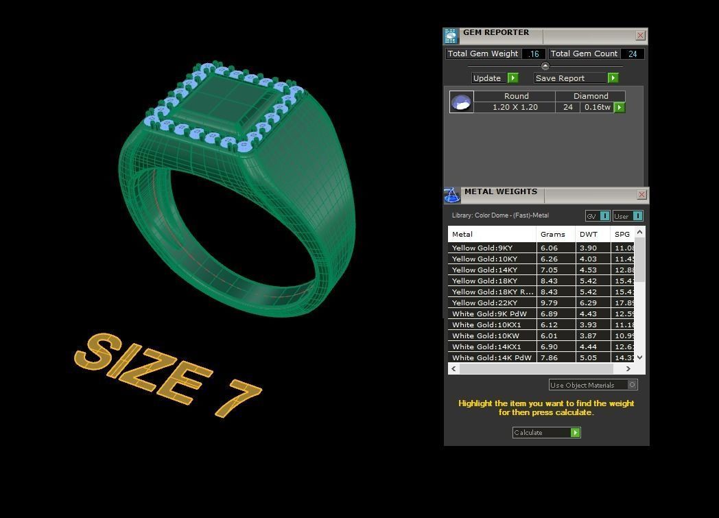 Square Signet Ring Rounded Shank Mix Sizes 3D print model_10