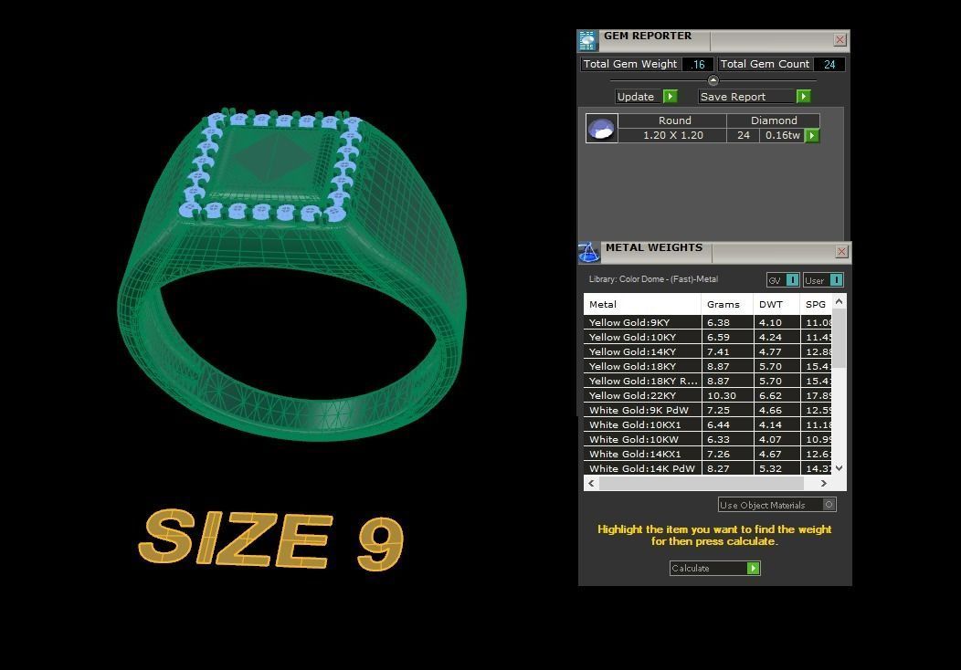 Square Signet Ring Rounded Shank Mix Sizes 3D print model_12