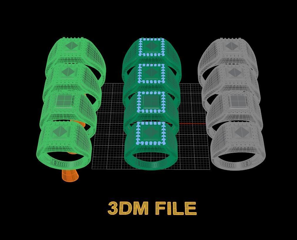 Square Signet Ring Rounded Shank Mix Sizes 3D print model_5