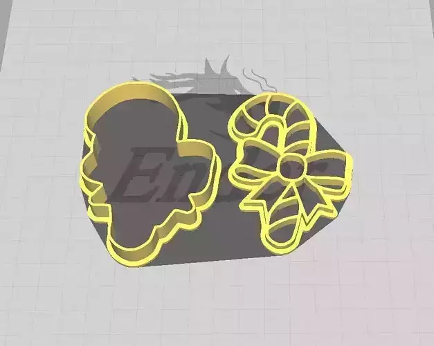 Christmas Sweet Cane Cookie and Fondant Cutter with Embosser 3D print model Christmas Sweet Cane Cookie and Fondant Cutter with Embosser 3D print model