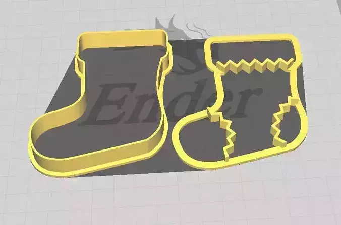 Christmas Boot Cookie and Fondant Cutter with Embosser 3D print model Christmas Boot Cookie and Fondant Cutter with Embosser 3D print model