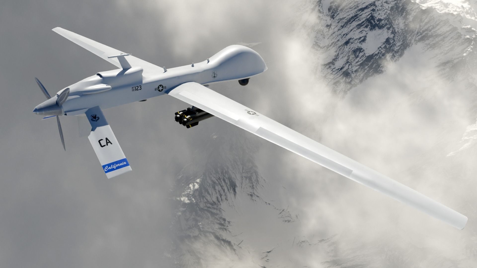 MQ-1C Drone Low-poly 3D model_5