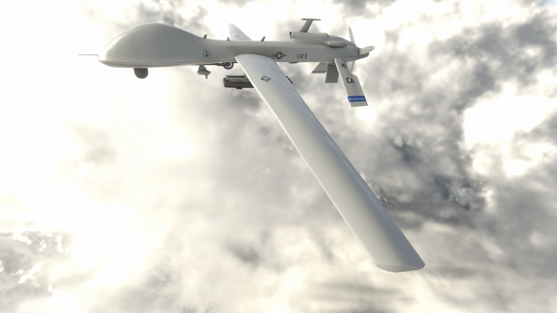 MQ-1C Drone Low-poly 3D model_8