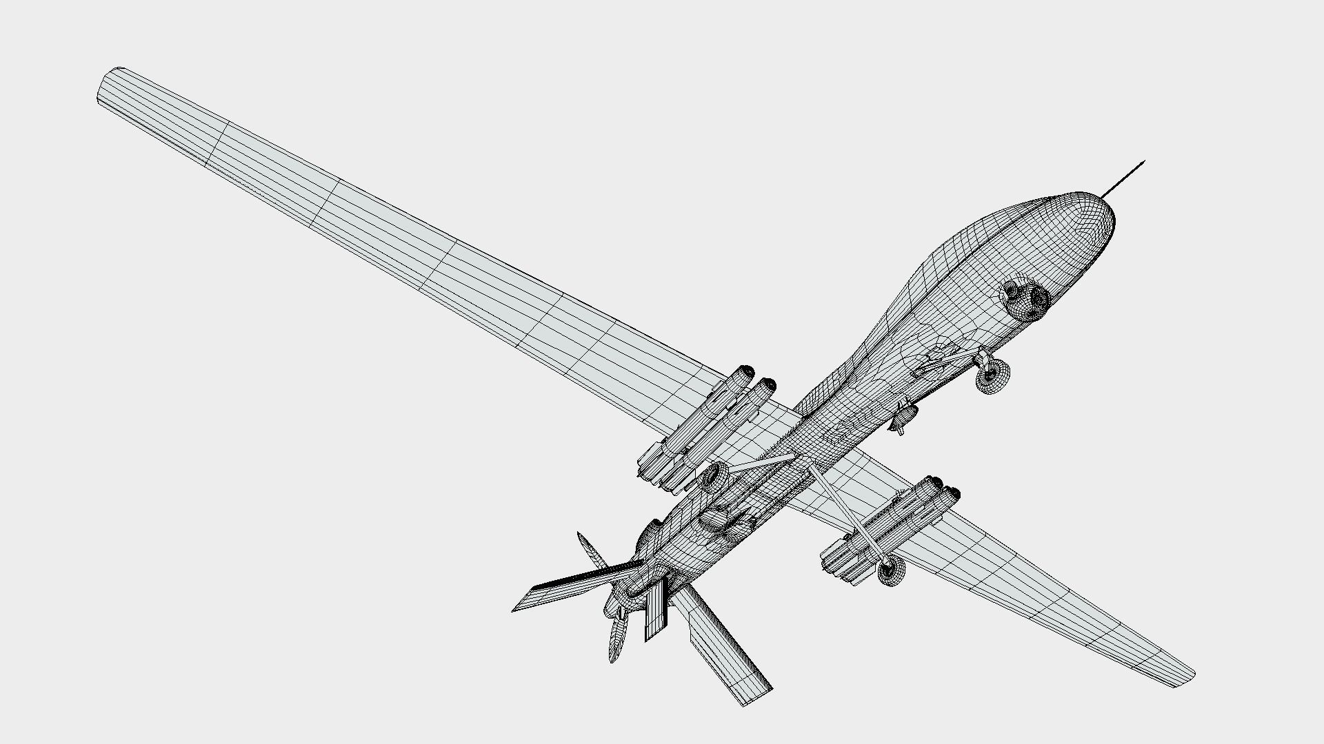 MQ-1C Drone Low-poly 3D model_11