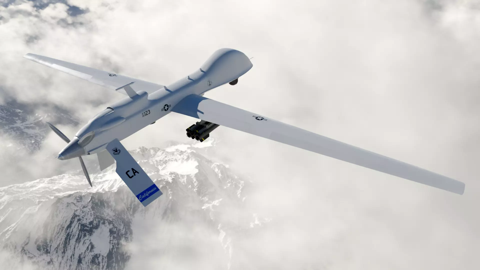 MQ-1C Drone Low-poly 3D model_0