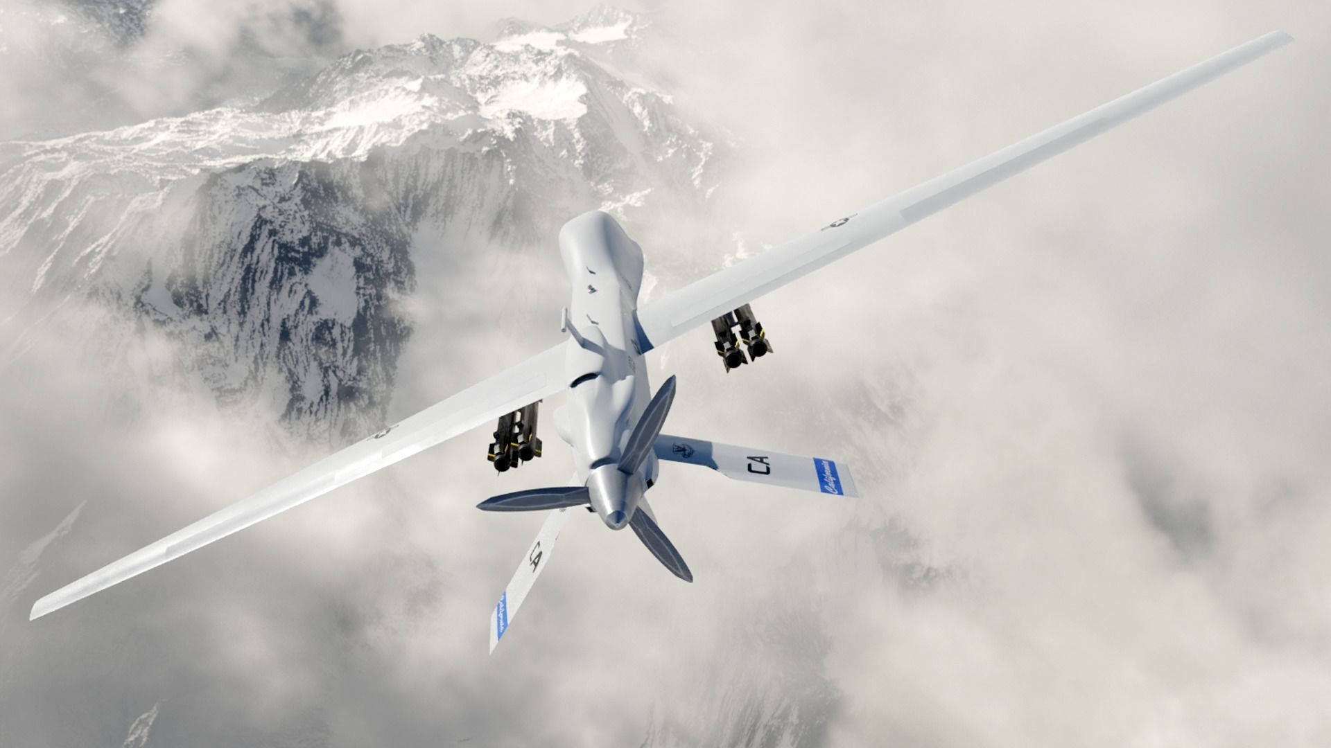 MQ-1C Drone Low-poly 3D model_2