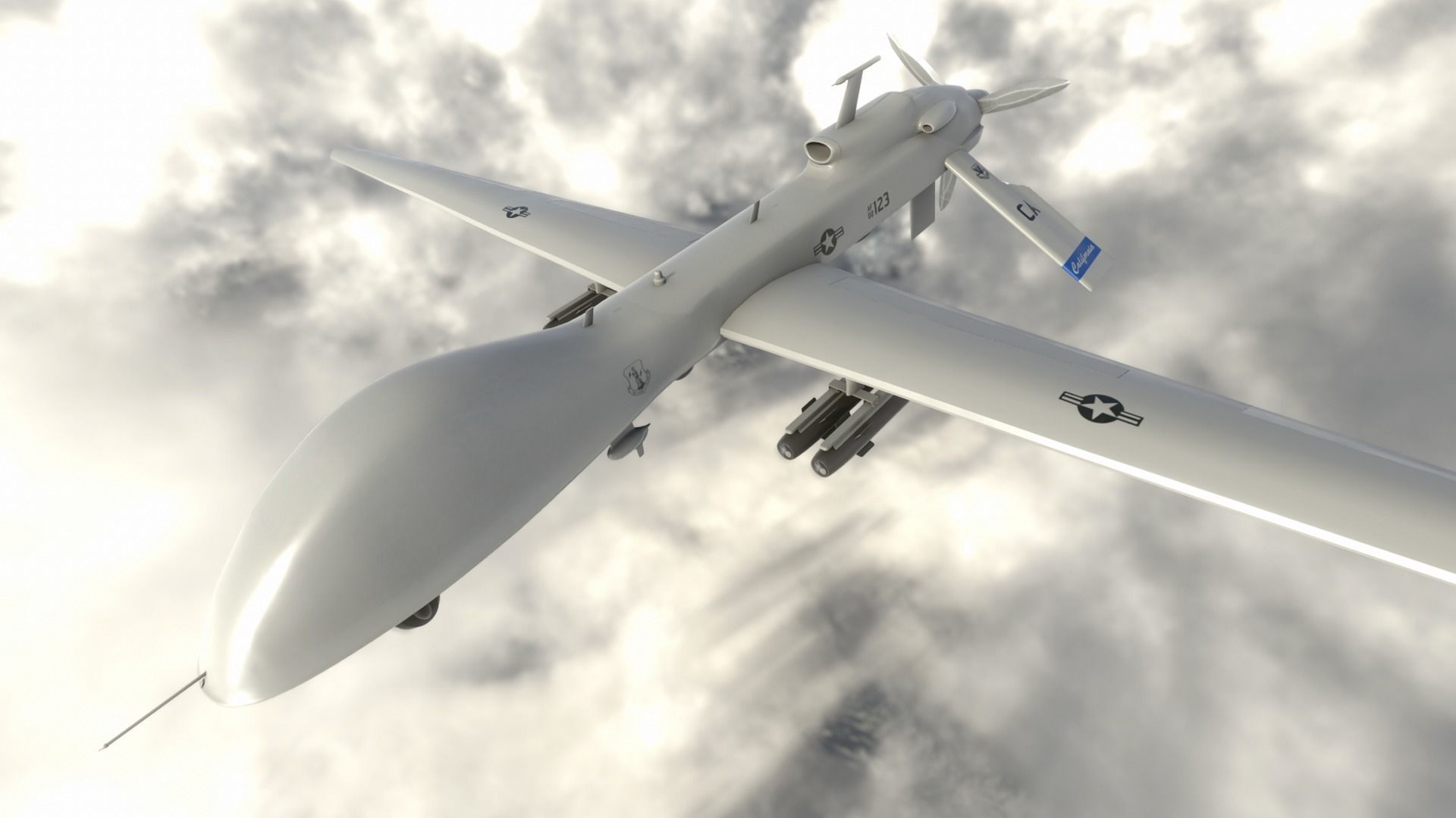 MQ-1C Drone Low-poly 3D model_7