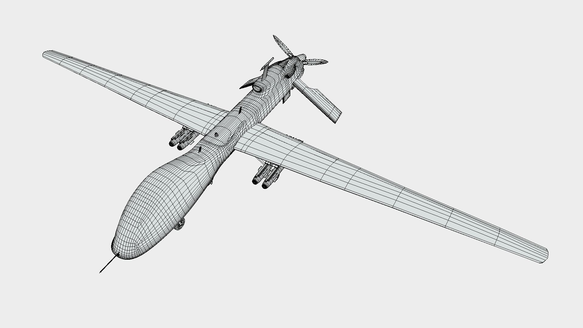 MQ-1C Drone Low-poly 3D model_12