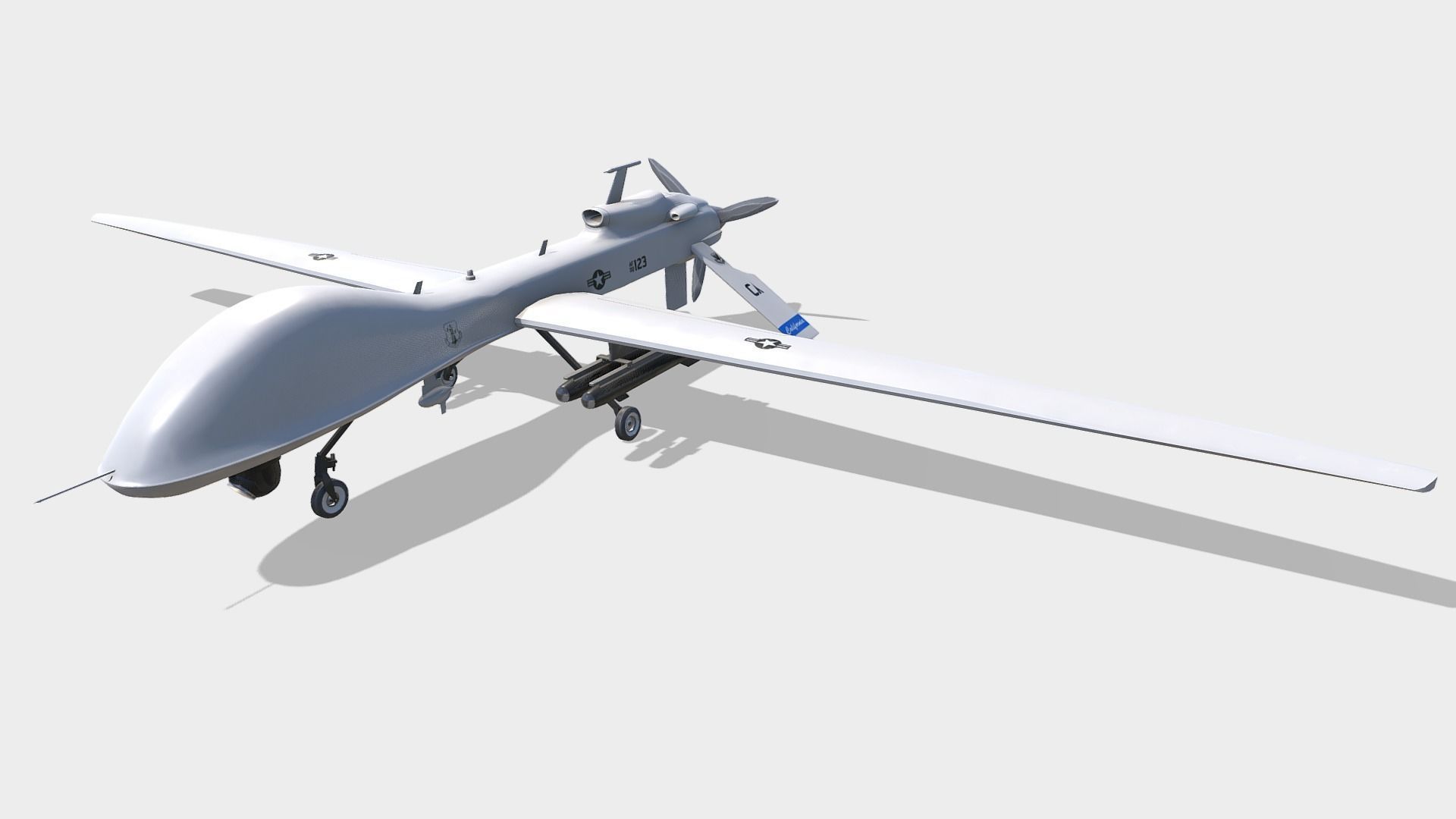 MQ-1C Drone Low-poly 3D model_10