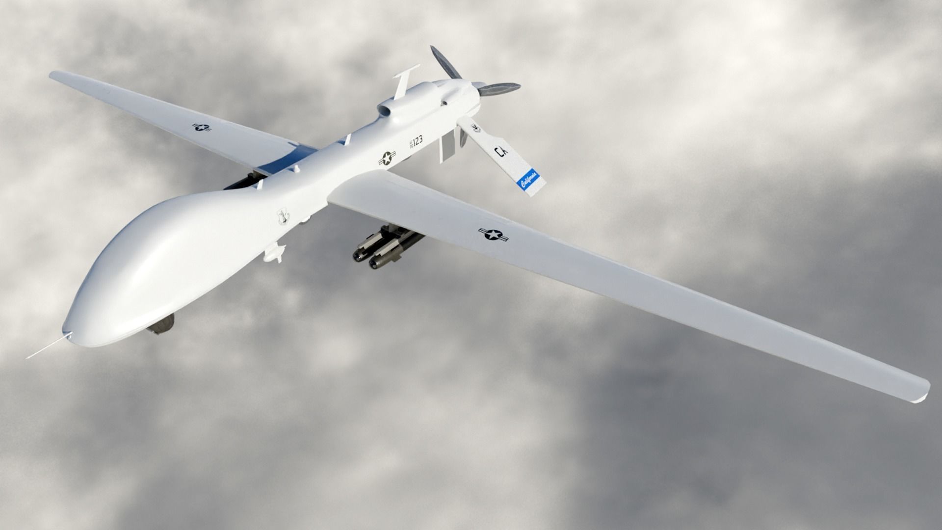 MQ-1C Drone Low-poly 3D model_1