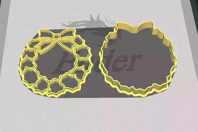 Christmas Crown Cookie and Fondant Cutter with Embosser 3D print model