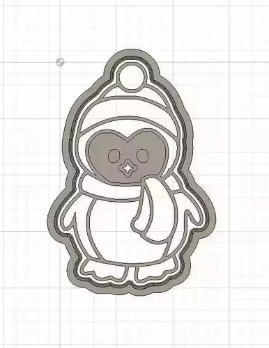 Christmas Penguin Cookie and Fondant Cutter with Embosser 3D print model
