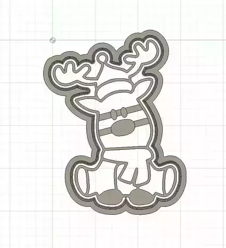 Christmas Sitting Reindeer Cookie-Fondant Cutter with Embosser 3D print model
