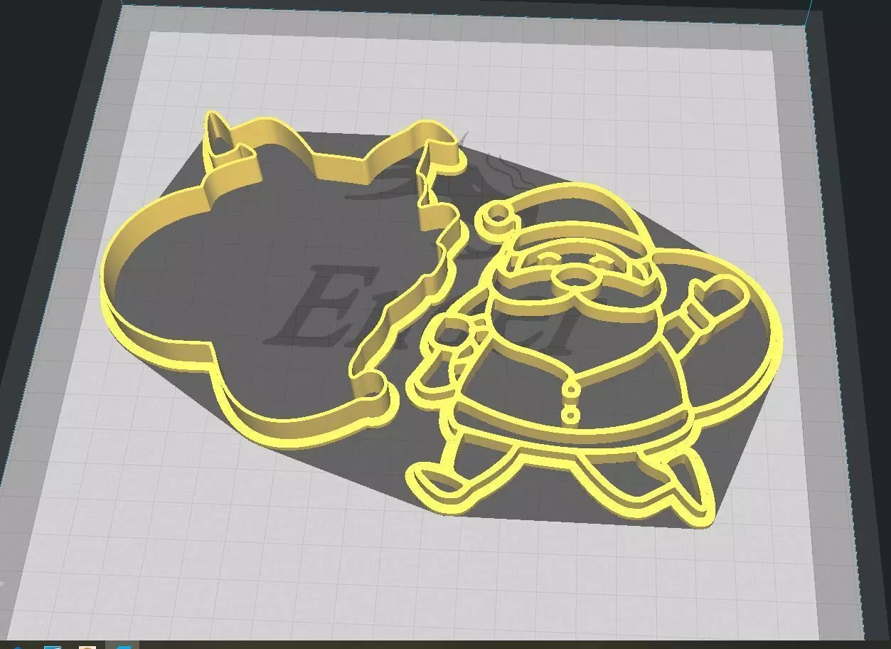 Christmas Santa Claus Cookie and Fondant Cutter with Embosser 3D print model_0