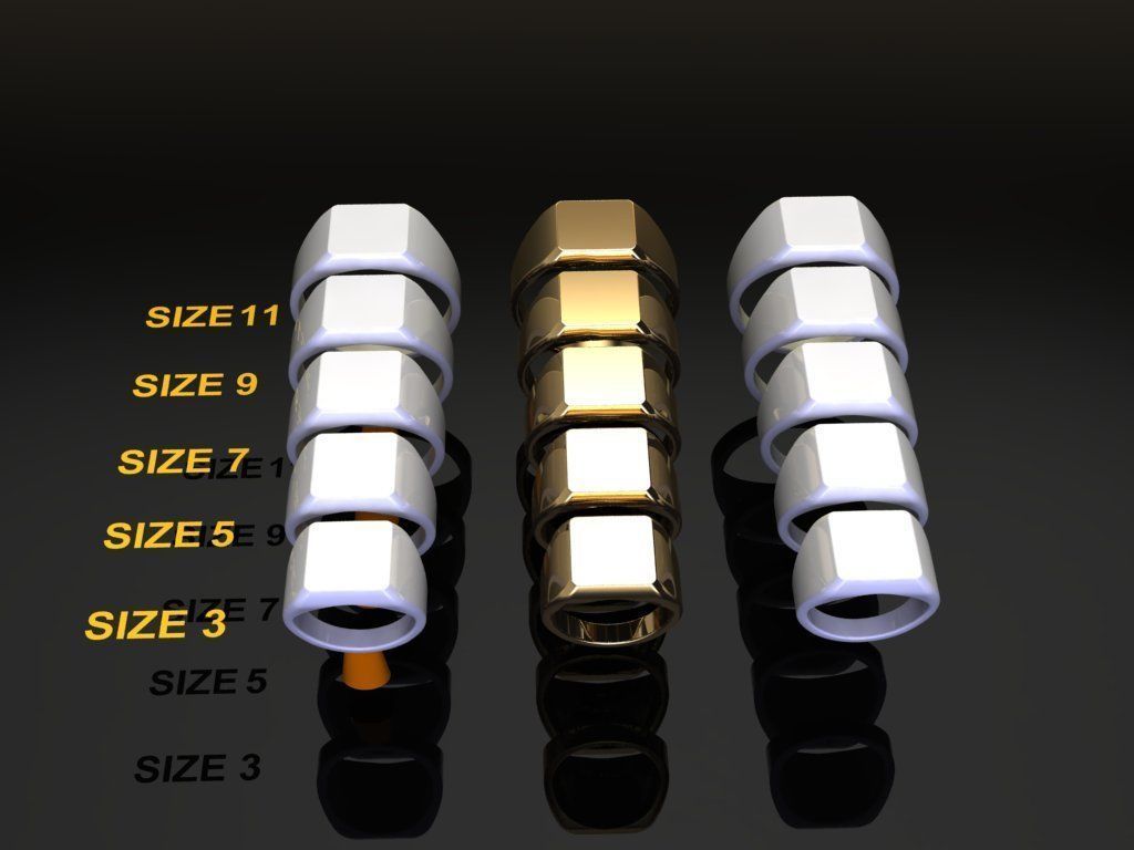 Signet Ring Rounded Shank Low Profile Mix Size 3D print model_1